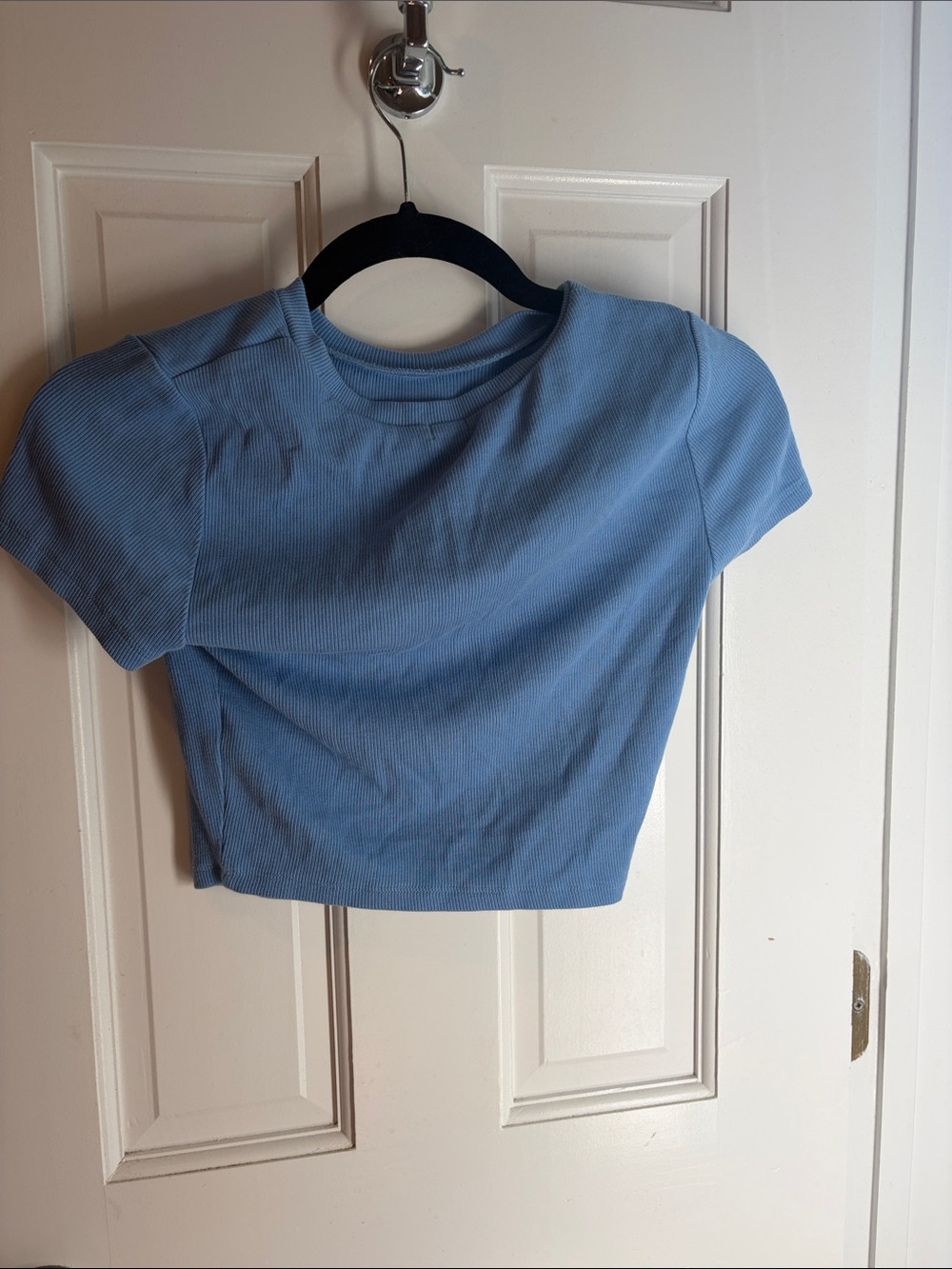 Garage Light Blue Ribbed Crop Tee - Picture 2 of 2
